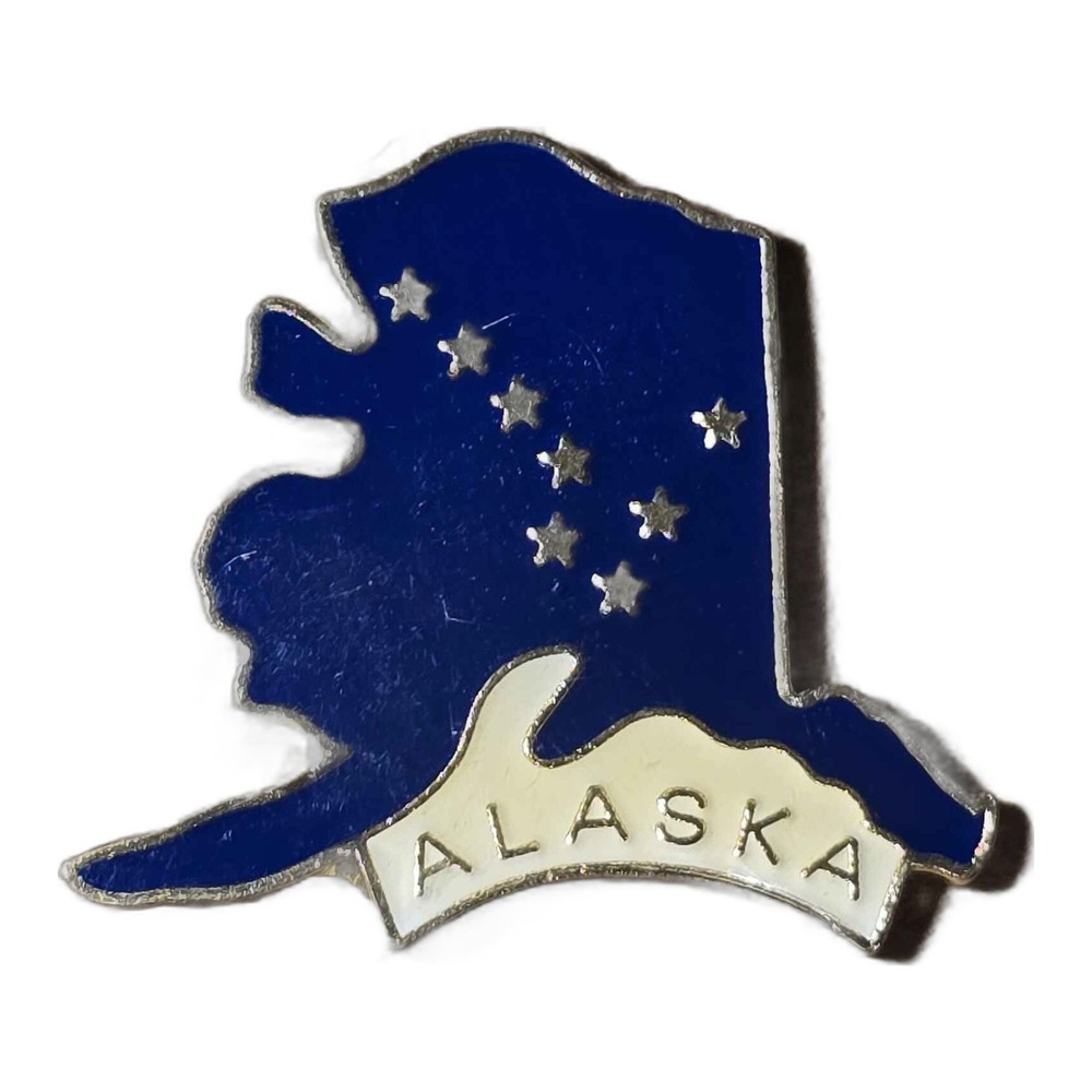 Vintage State Of Alaska Map Outline Enamel Lapel Vest Hat Pin J16